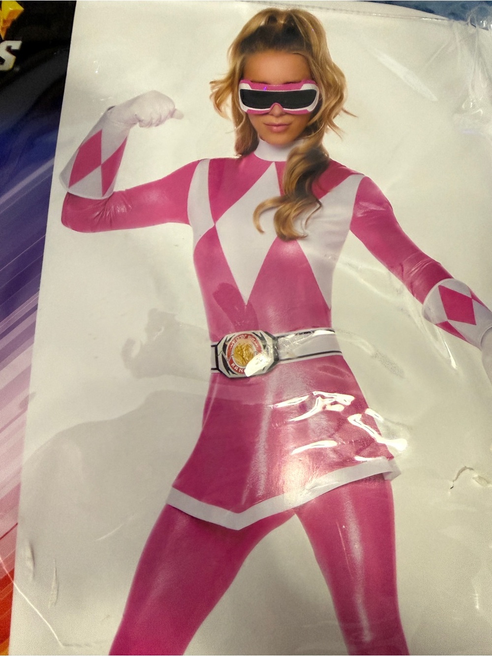 Spirit Halloween mighty morphin Pink Power Ranger Costume Medium NWT - Picture 3 of 6